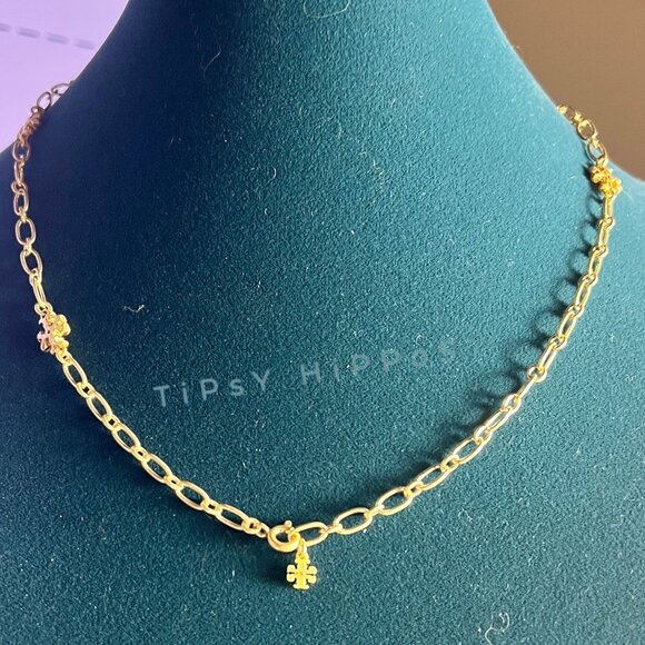 Tory Burch Gold Roxanne Delicate Necklace & Earrings Jewelry Set - Picture 7 of 7